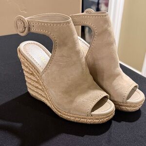 Prada Beige Wedge Sandals